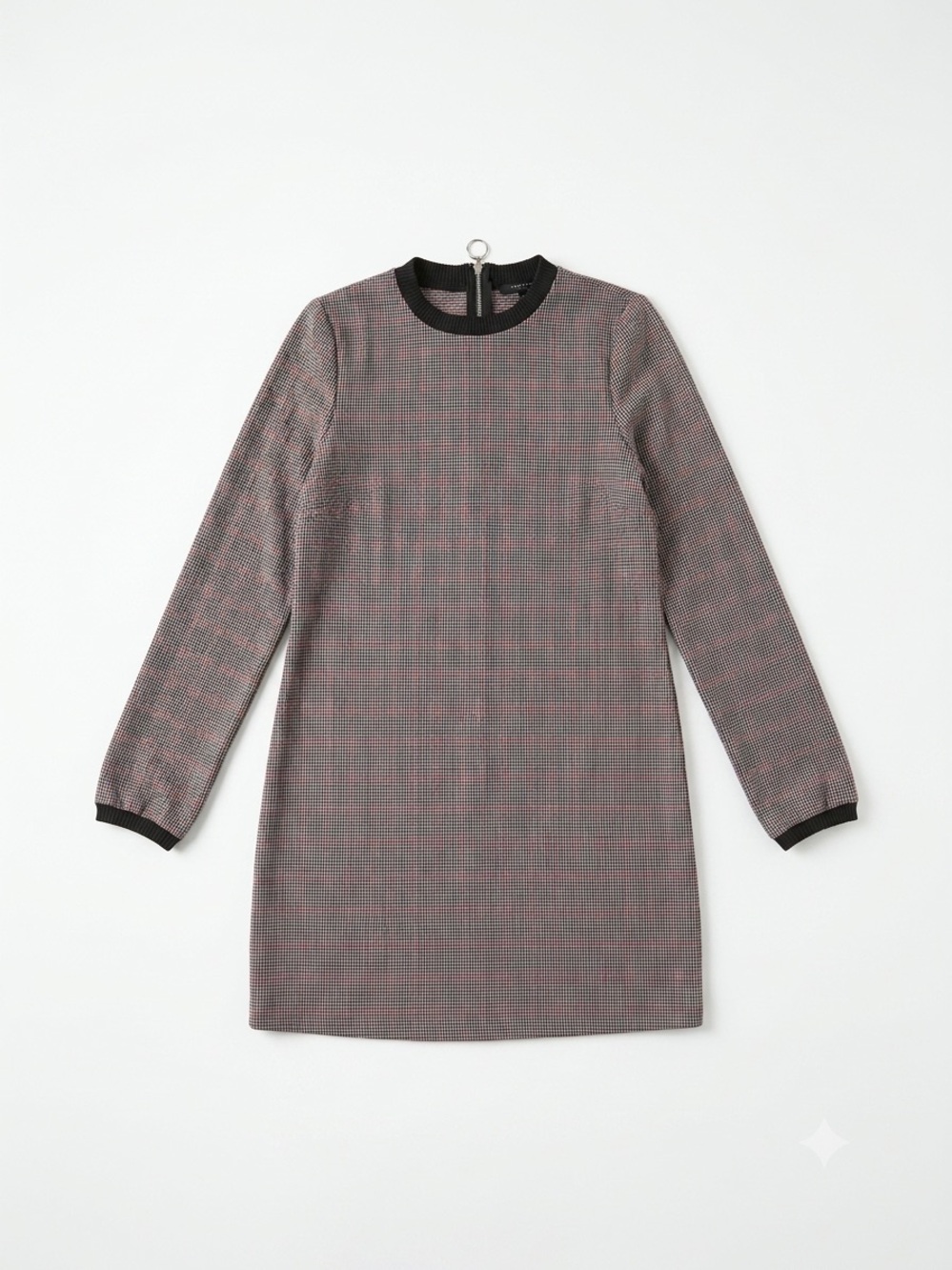 Zara ‘Trafaluc collection’ Black-Trim Long Sleeve Plaid Shift Dress